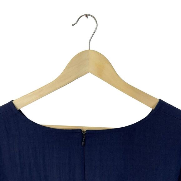 Nurture X-Large Dress Navy Blue V-Neck Short Sleeve Shift Rayon Nylon Womens - Picture 9 of 10